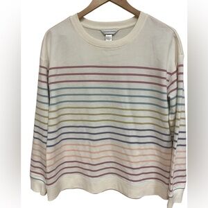 Christopher Banks Sweatshirt Light Weight Crew Neck Stripe Women Size Small NEW